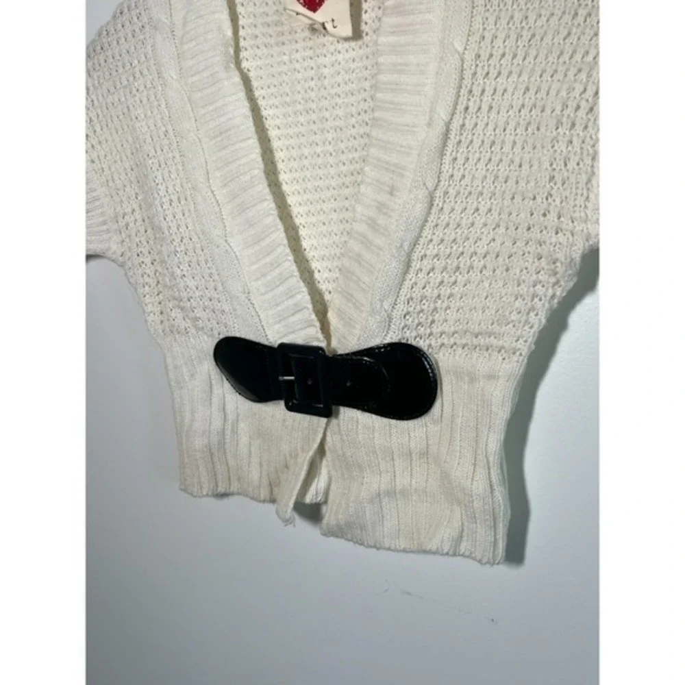 Y2K‎ Belted Chunky Knit Shrug Top Womens Knit White S